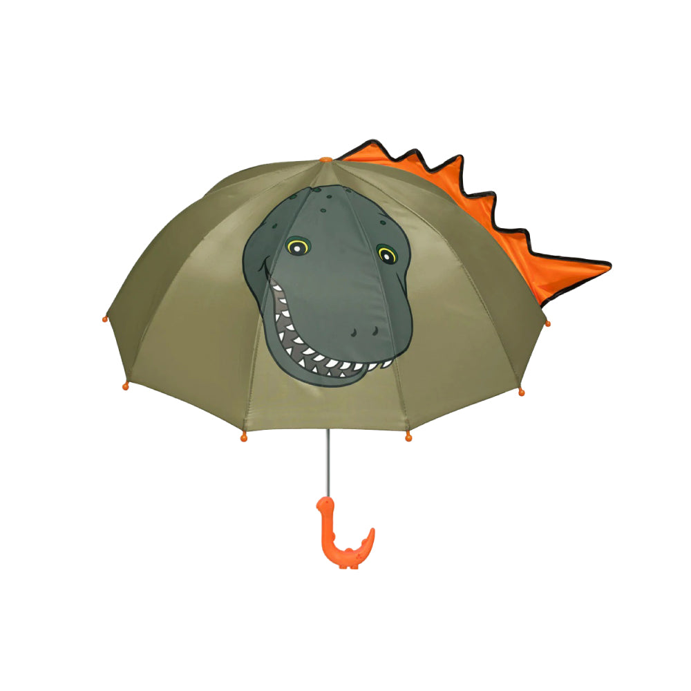 Kidorable Dinosaur Umbrella featuring a fun dinosaur handle and 3-D tail, perfect for kids.