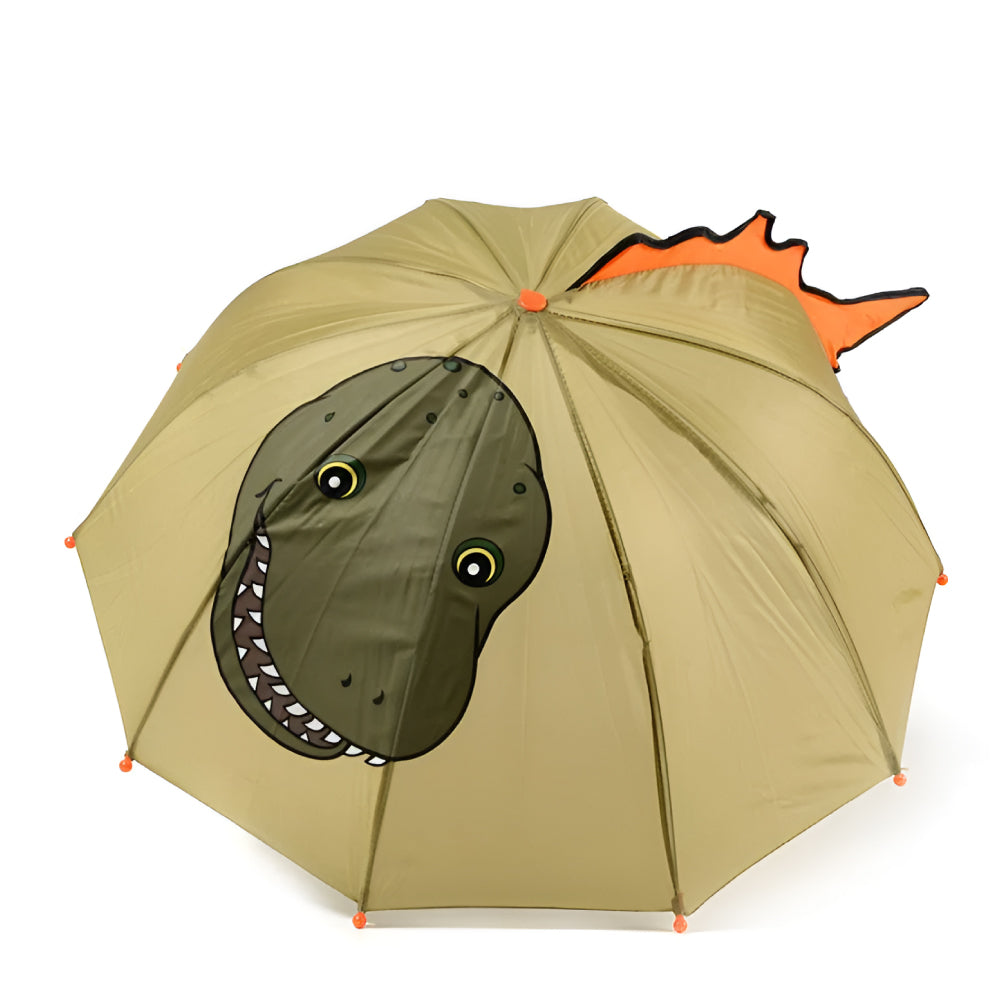 Kidorable Dinosaur Umbrella featuring a fun dinosaur handle and 3-D tail, perfect for kids.