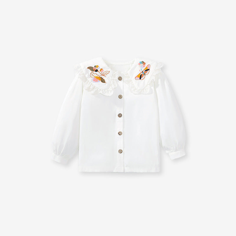 Embroidered Pattern Doll Neck Short & Dress Sets in purple and yellow, featuring a floral design, perfect for baby girls and girls.