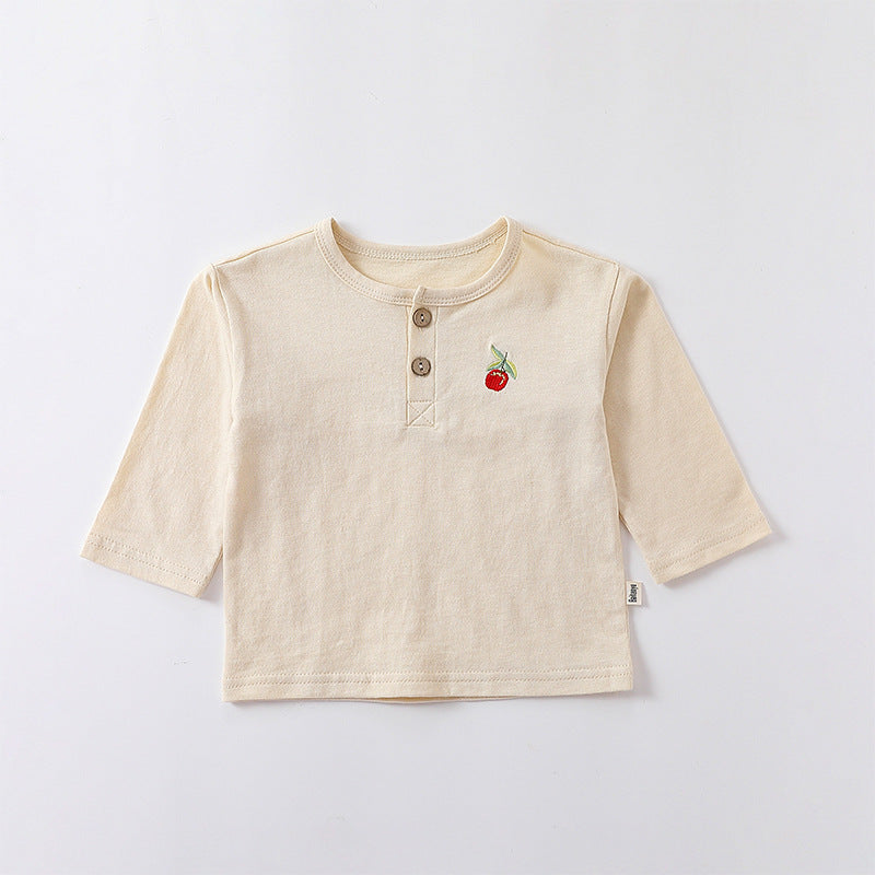 Embroidered Pattern Simple Style Soft Cotton Shirt in various colors for babies, showcasing its soft fabric and stylish design.