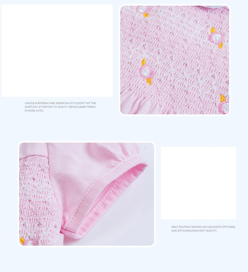 A vibrant pink knitted summer dress for girls, featuring a stylish design suitable for warm weather and playful activities.