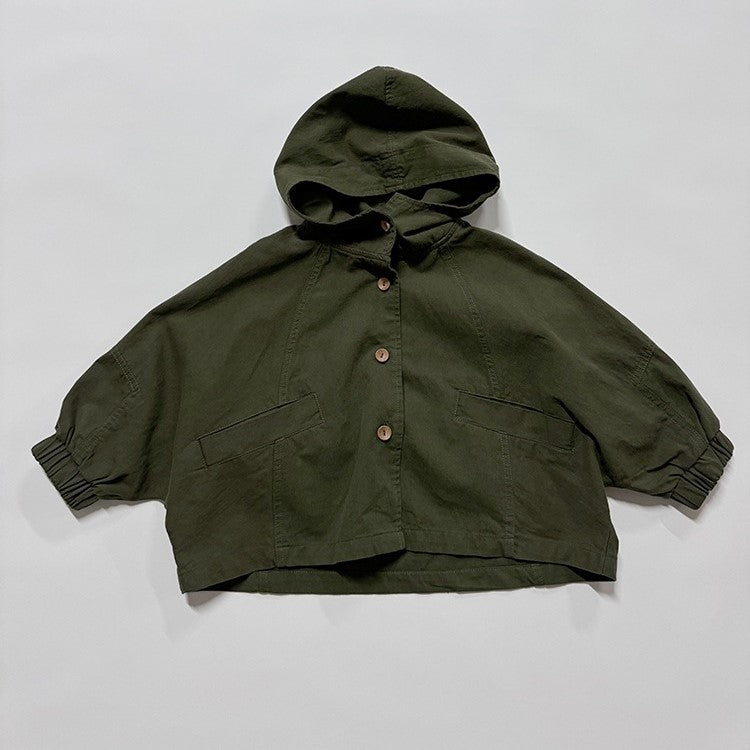 European and American style kids' outerwear in vibrant green color with long sleeves, suitable for boys and girls.