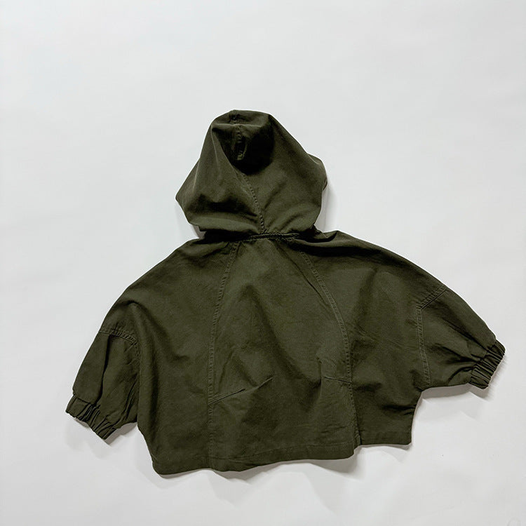 European and American style kids' outerwear in vibrant green color with long sleeves, suitable for boys and girls.