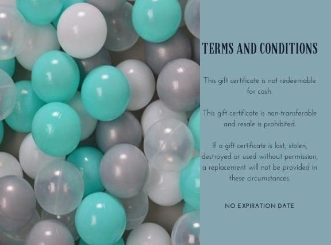 A colorful Little Big Playroom gift card displayed on a playful background, symbolizing choice and fun.