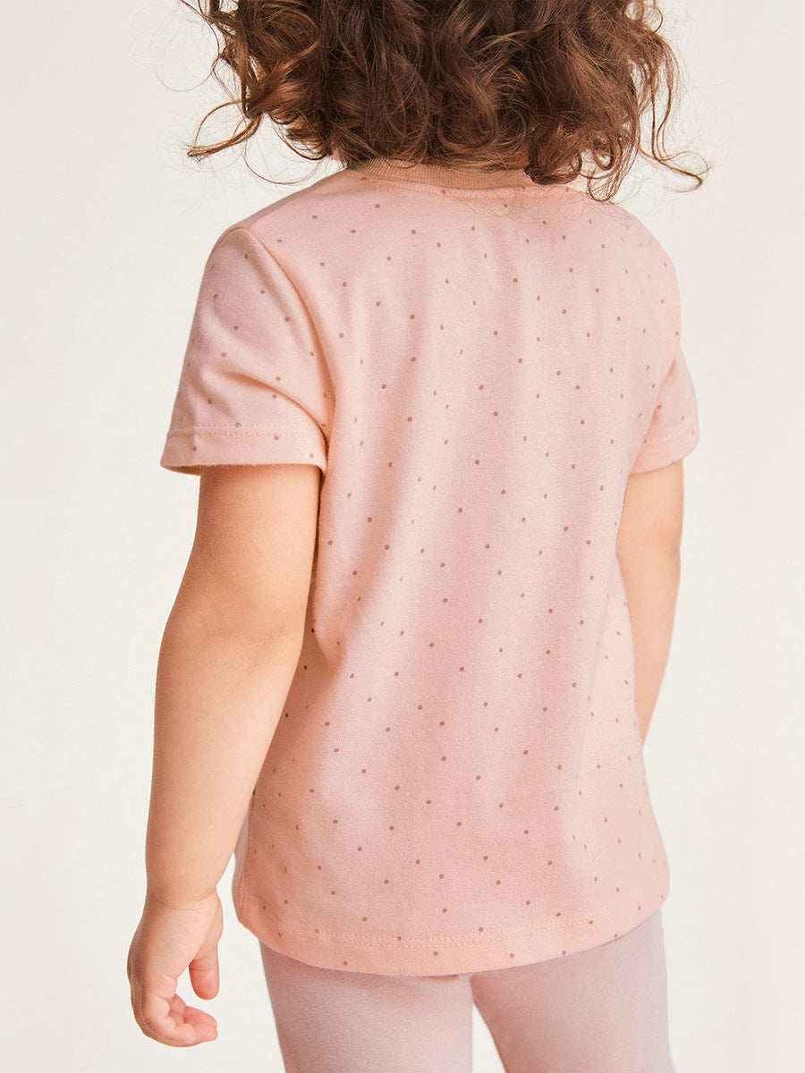 Girls Dancers Cartoon Collection T-Shirt and Pants Set in pink, featuring playful cartoon designs, suitable for young girls.