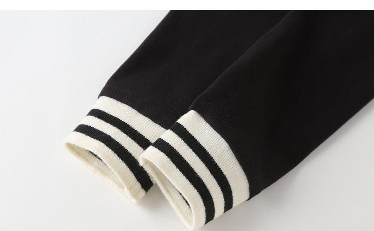 Girls hoodie with letters printing and striped pants set in white color, perfect for spring and autumn wear.