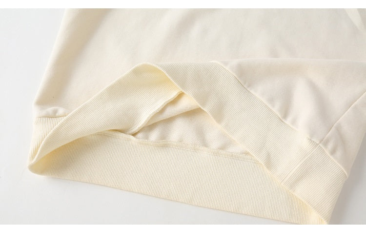 Girls hoodie with letters printing and striped pants set in white color, perfect for spring and autumn wear.