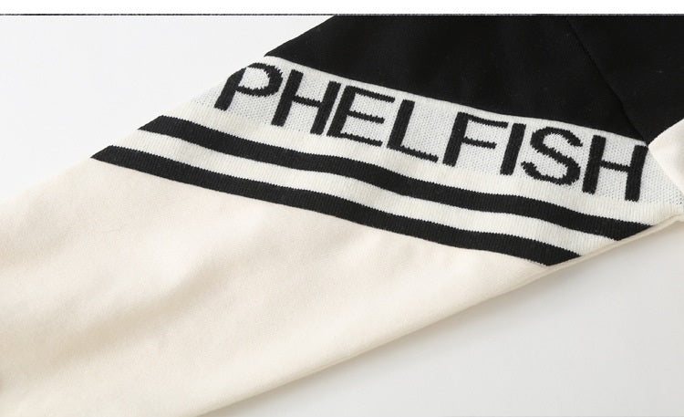 Girls hoodie with letters printing and striped pants set in white color, perfect for spring and autumn wear.