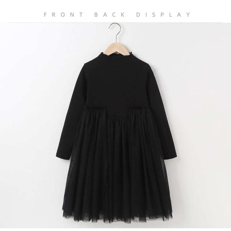 Girls Single Breasted Cardigan Tops Black Dress Sets in black and grey, showcasing stylish design and comfortable fit for ages 5-12.