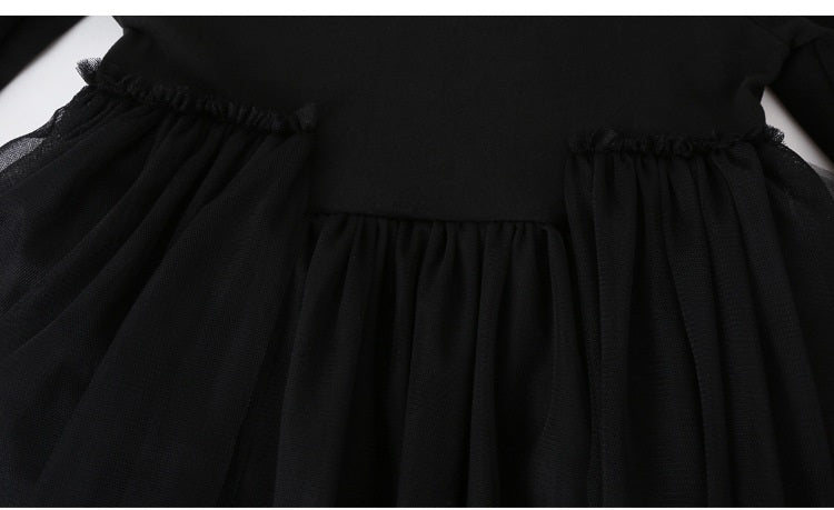 Girls Single Breasted Cardigan Tops Black Dress Sets in black and grey, showcasing stylish design and comfortable fit for ages 5-12.