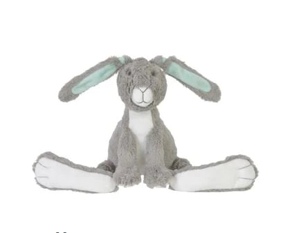 A cute plush rabbit toy with floppy ears and silky soft fur, perfect for cuddling and play.