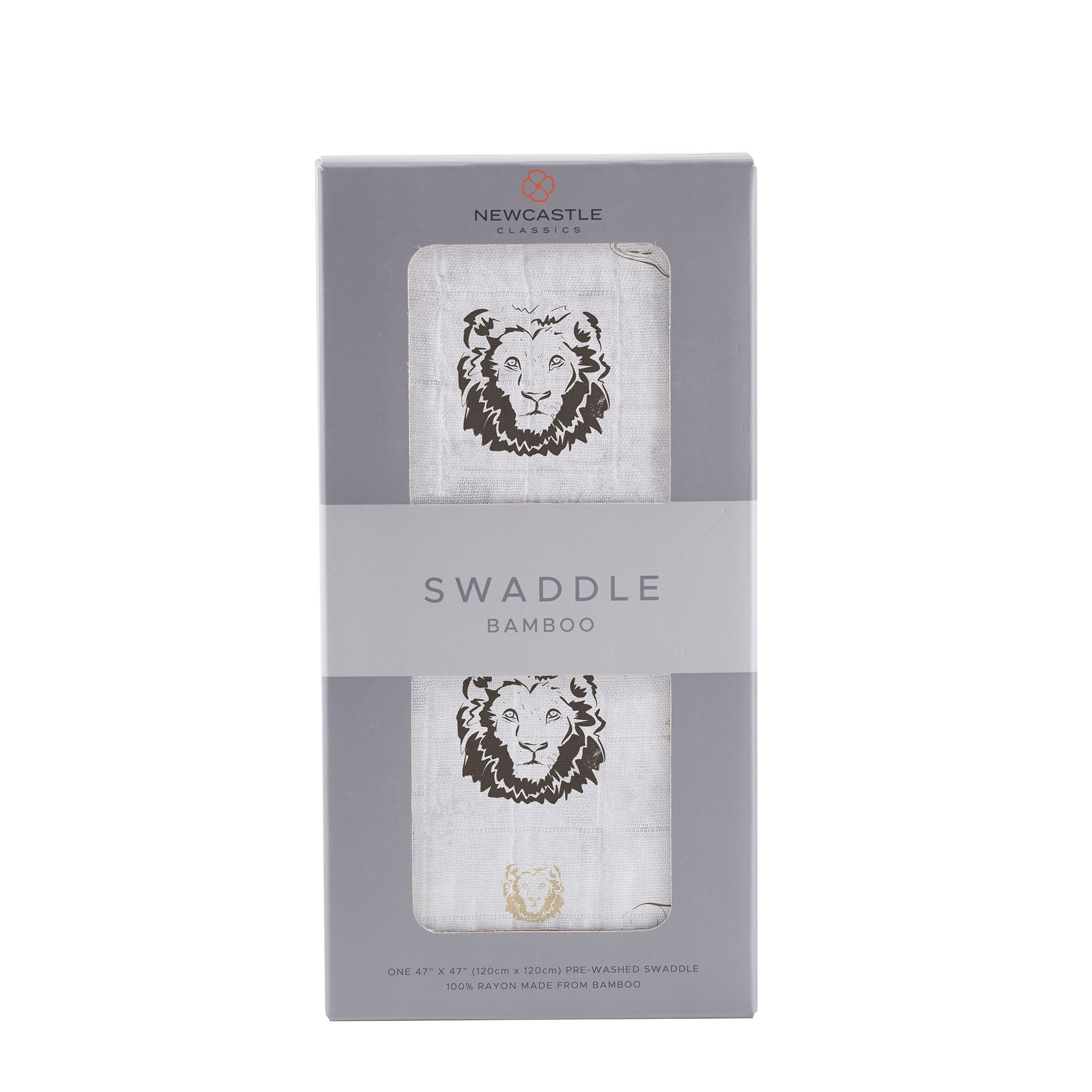 Hear Me Roar Lion Swaddle made from soft bamboo muslin, featuring a playful lion design, perfect for swaddling and versatile use.