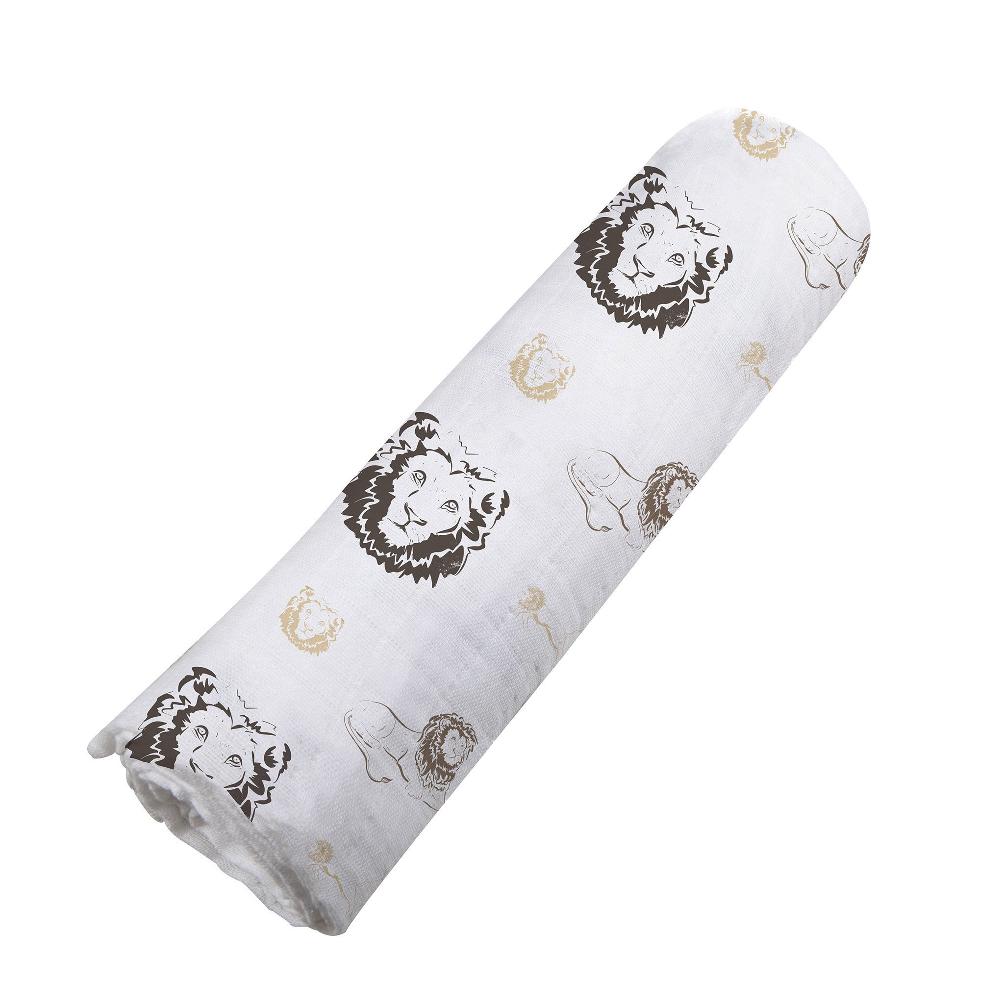 Hear Me Roar Lion Swaddle made from soft bamboo muslin, featuring a playful lion design, perfect for swaddling and versatile use.