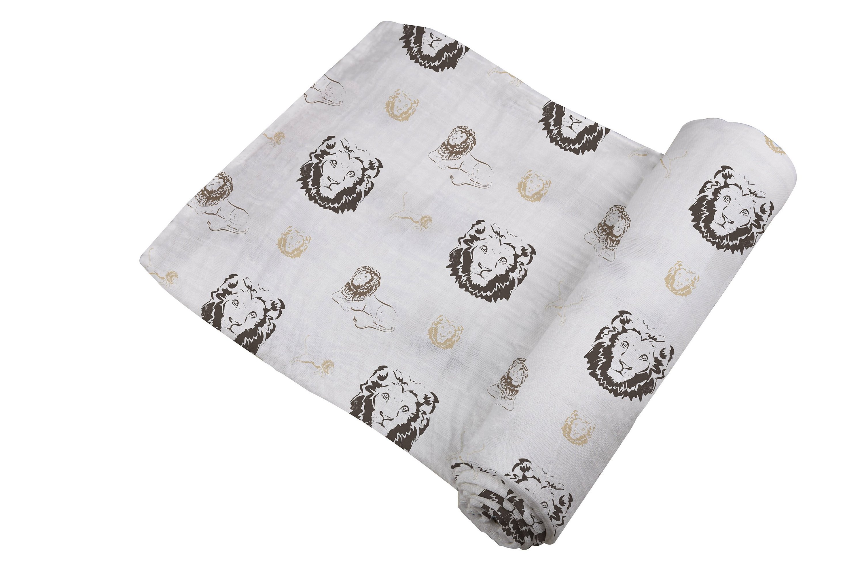 Hear Me Roar Lion Swaddle made from soft bamboo muslin, featuring a playful lion design, perfect for swaddling and versatile use.