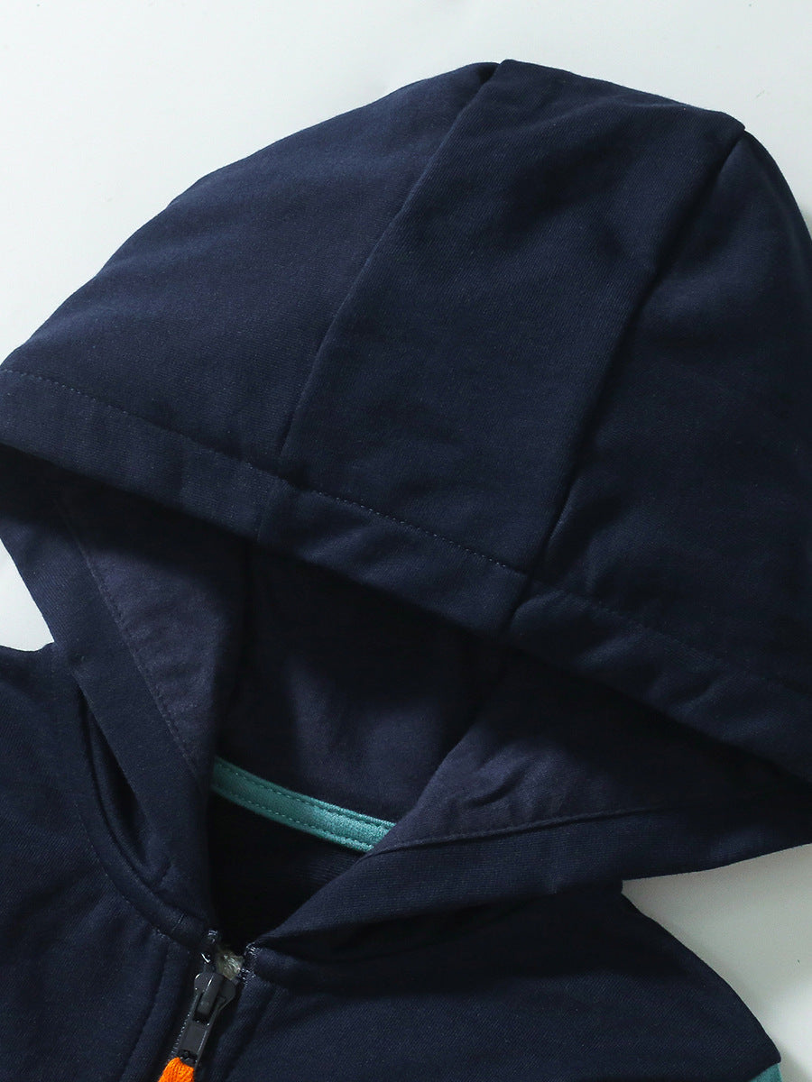 High Quality Spring and Autumn Boys Color Patchwork Long Sleeves Top featuring vibrant colors and a stylish design, perfect for young boys.