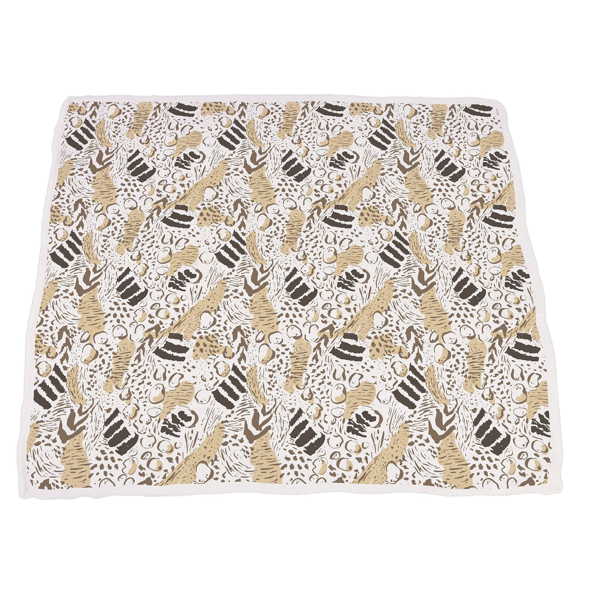 Hungry Giraffe Bamboo Muslin Blanket featuring animal prints, soft and cozy for kids.
