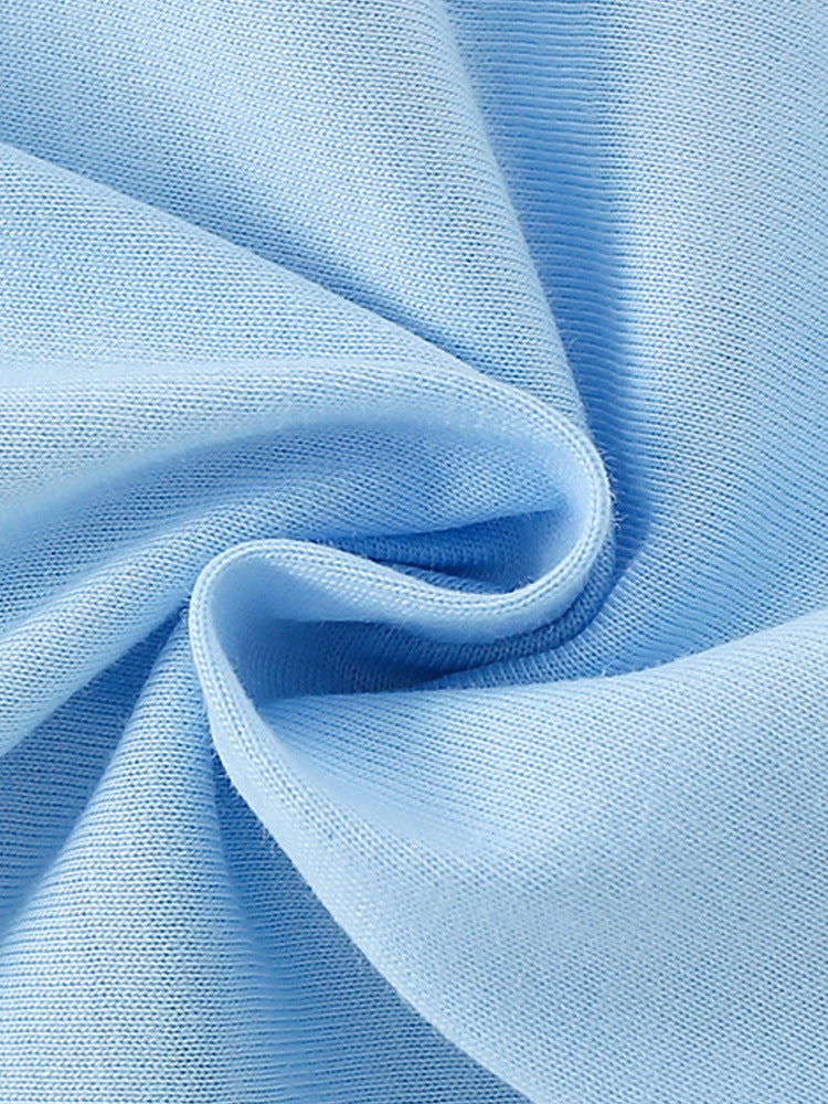 Infant Baby Boy Cartoon Pattern Crewneck Casual Shirt in light blue with playful cartoon designs, perfect for everyday wear.