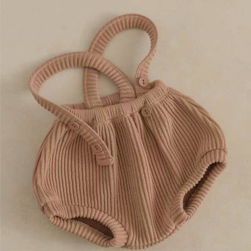 Infant Baby Kids Simple Strap Outfit in Pink, Apricot, and Coffee colors, designed for boys and girls aged 2-3 years, made from soft polyester.