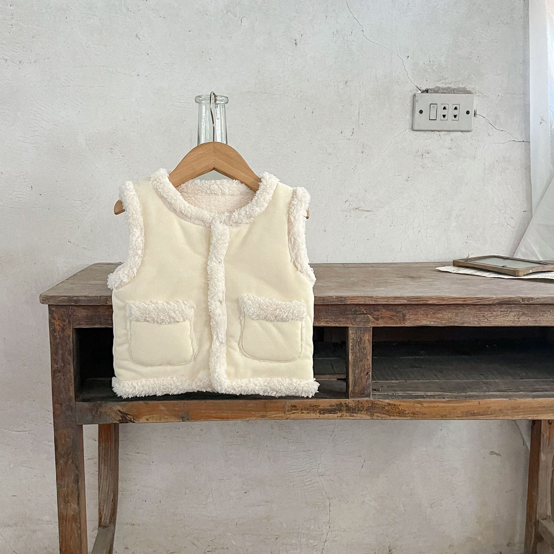 Infant Baby Two Kinds Thickened Knit Cardigan in khaki and beige colors, made of soft cotton, suitable for baby girls.