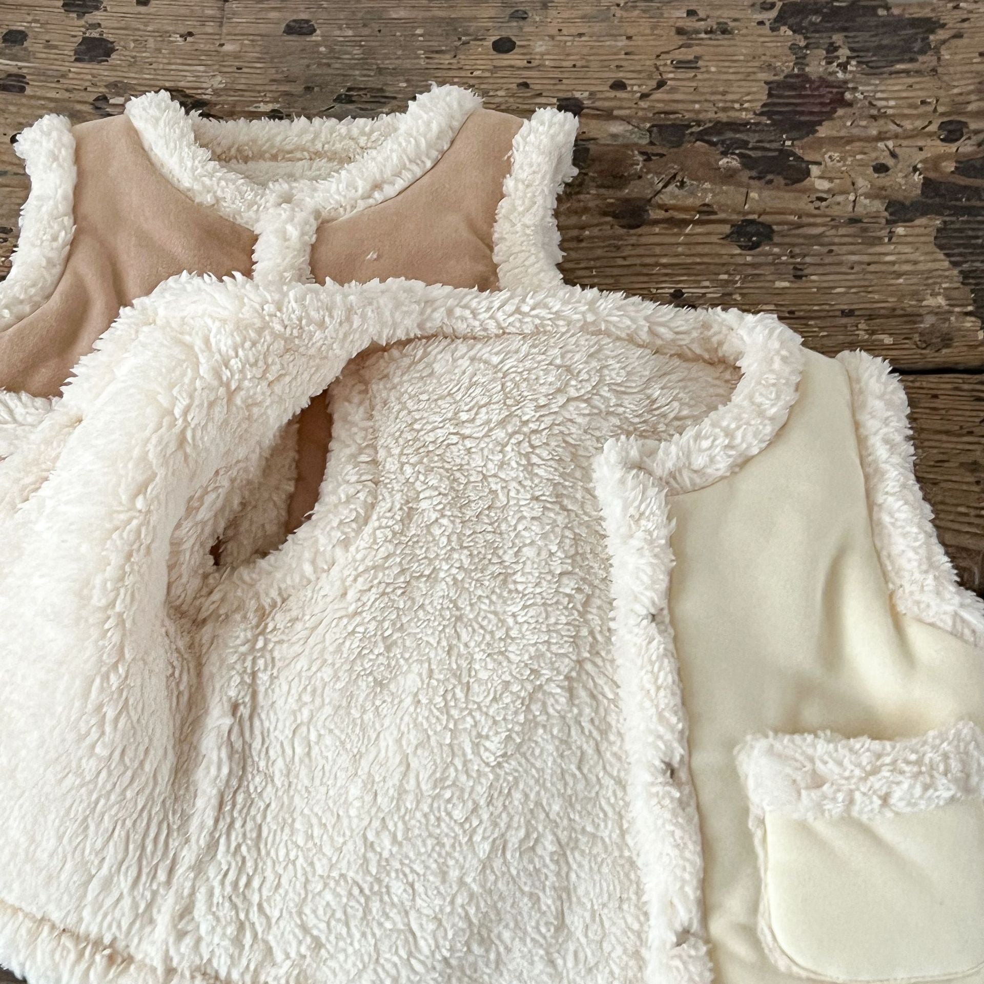 Infant Baby Two Kinds Thickened Knit Cardigan in khaki and beige colors, made of soft cotton, suitable for baby girls.