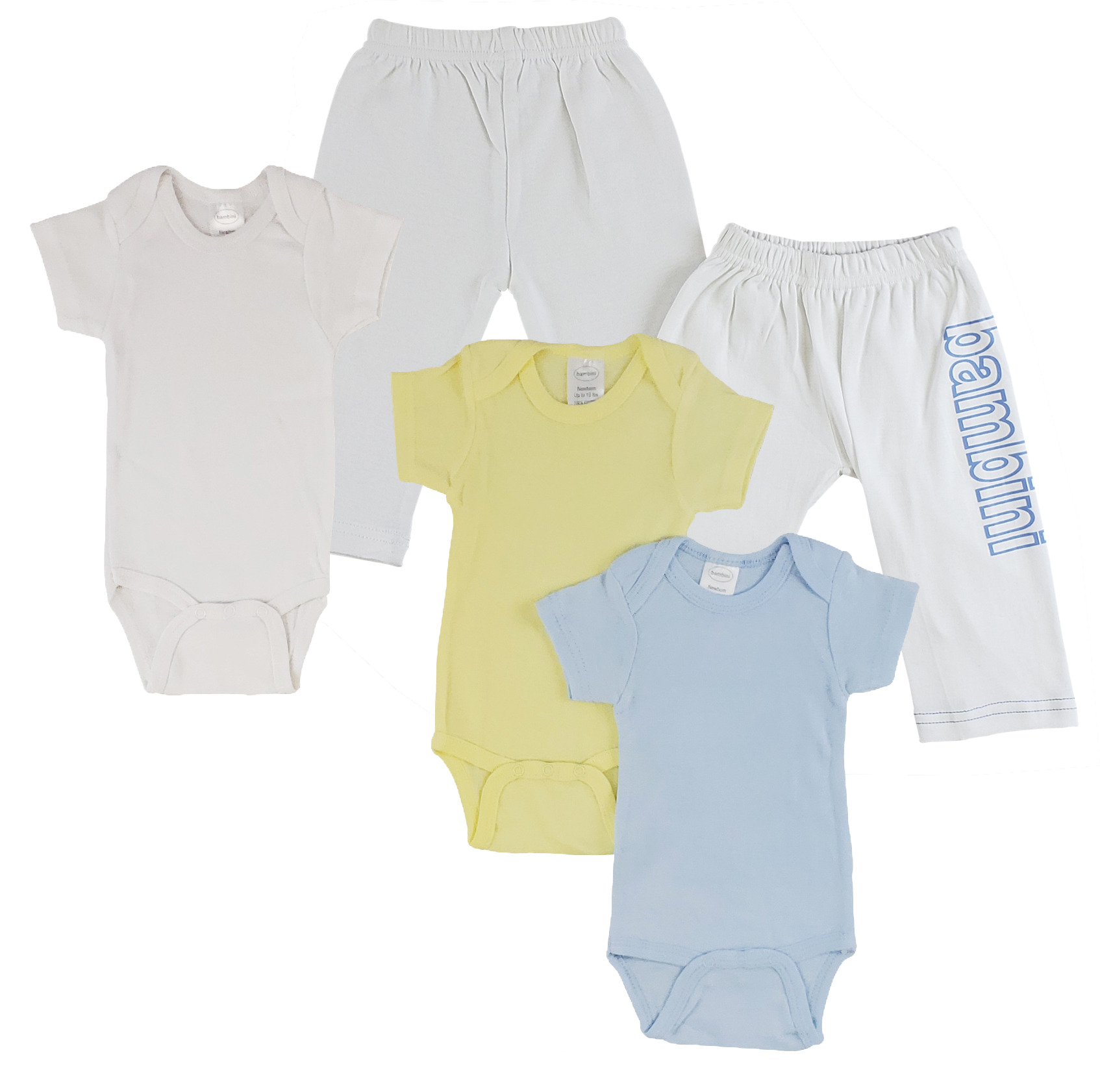 Infant Onezies and Track Sweatpants set made from 100% cotton, featuring a short sleeve one piece and cozy sweatpants in a soft white color.