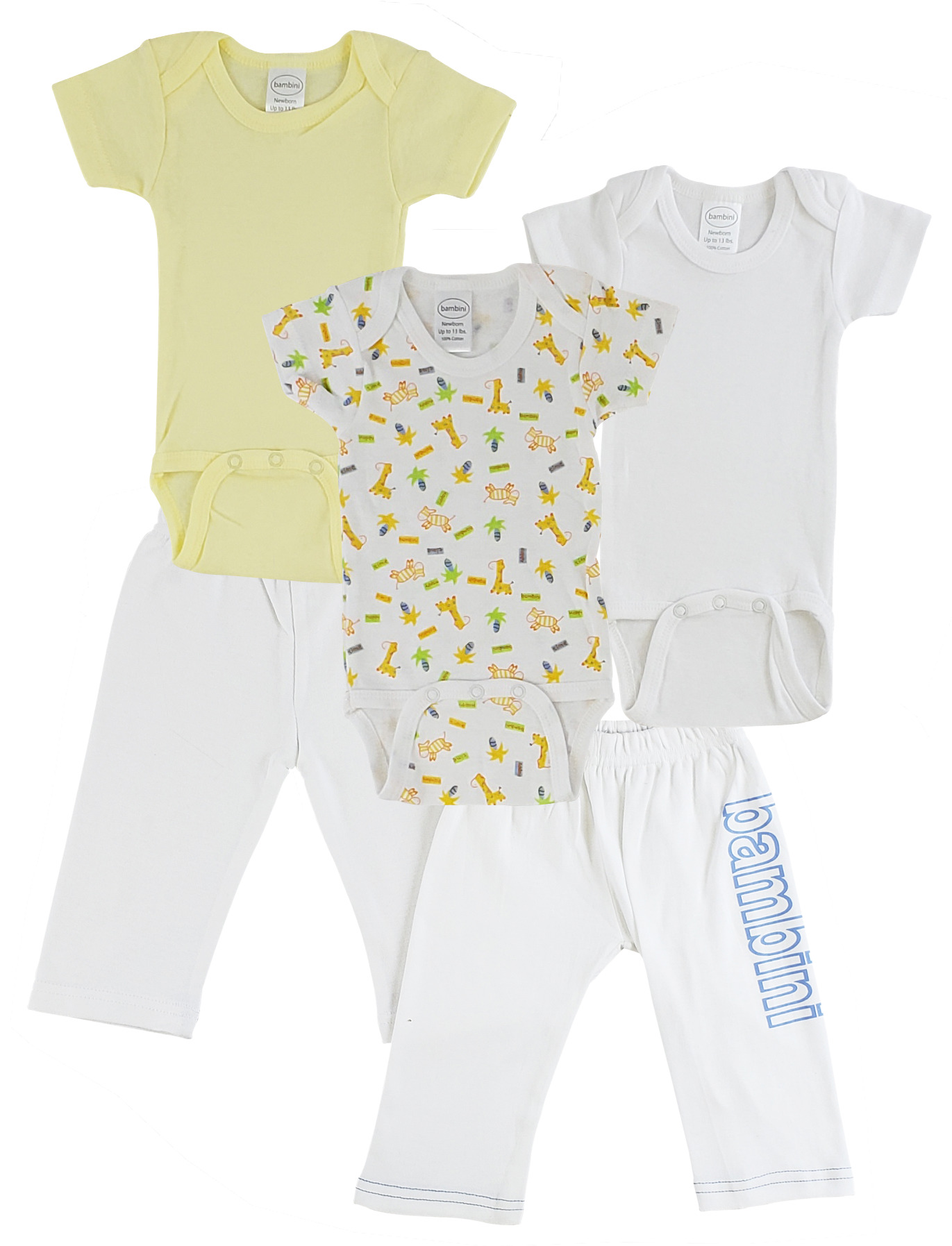 Infant Onezies and Track Sweatpants set in soft white cotton, featuring expandable neckline and front snap closure for easy dressing.
