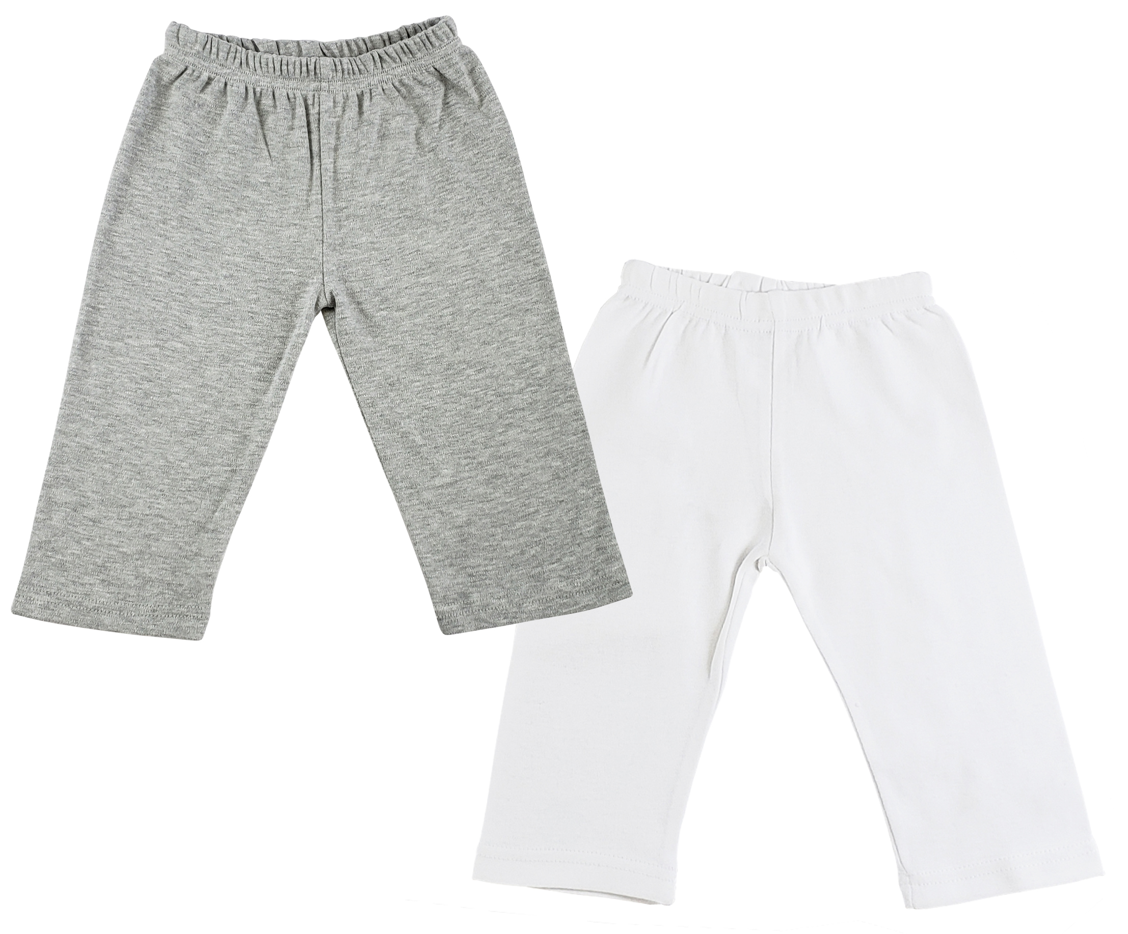 Infant Track Sweatpants - 2 Pack in white and grey, made from 100% cotton, suitable for newborns to large sizes.