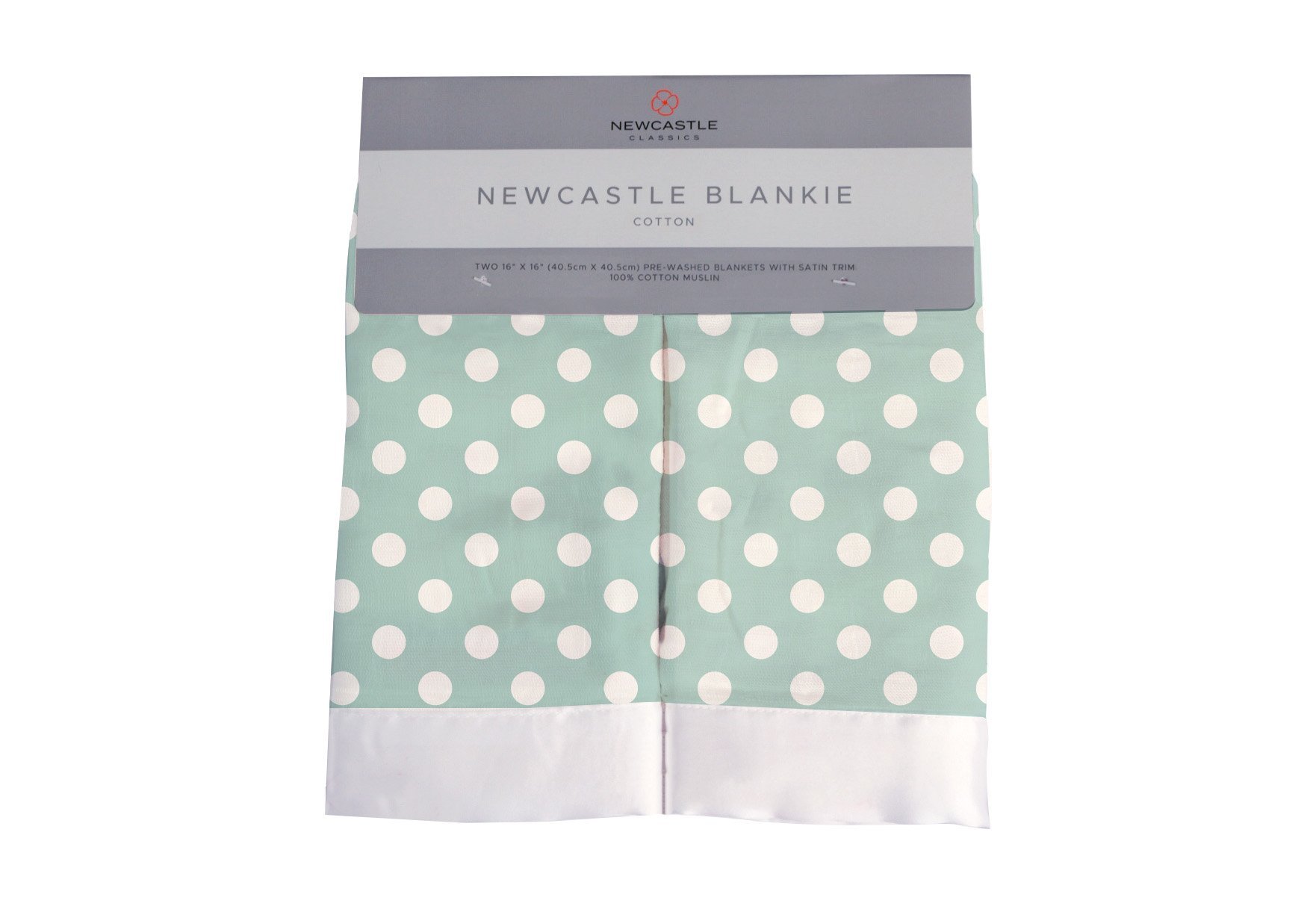 Jade Polka Dot Cotton Muslin Security Baby Blankie, soft and cuddly, perfect for comforting babies with a stylish design.