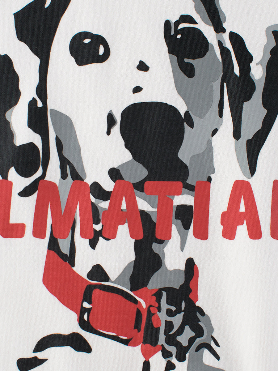 Kids fleece pullover featuring cartoon pet dogs design in navy blue, suitable for boys and girls.