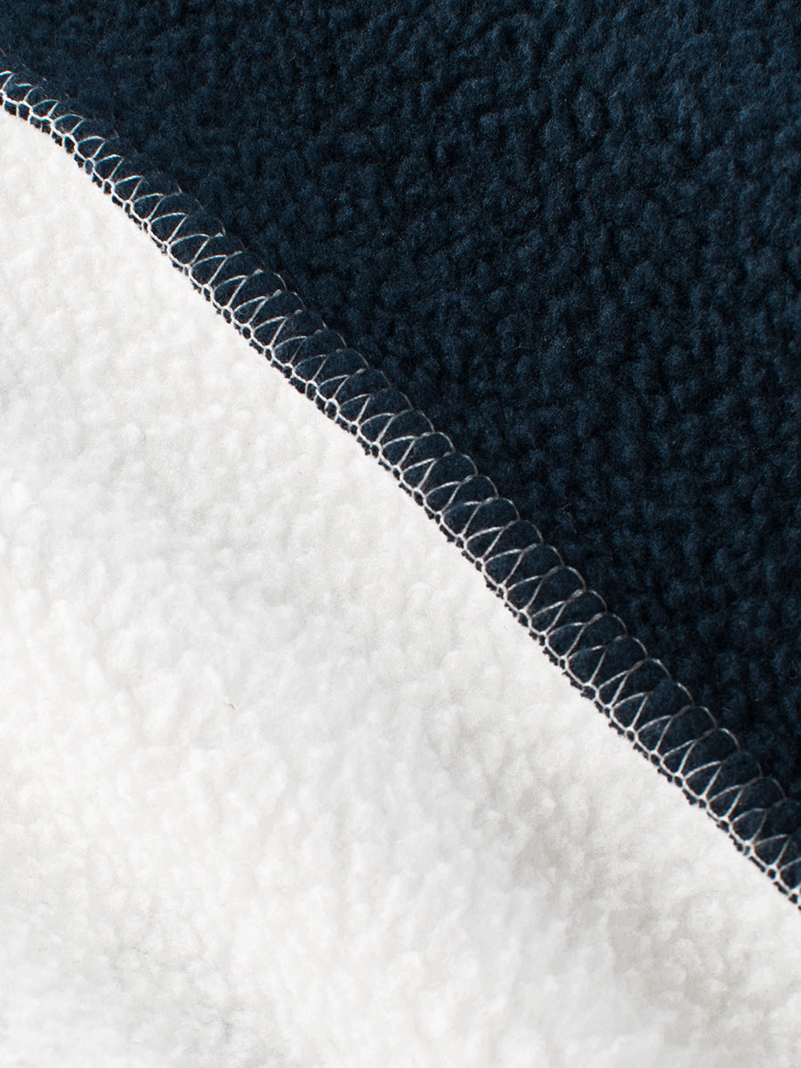 Kids fleece pullover featuring cartoon pet dogs design in navy blue, suitable for boys and girls.