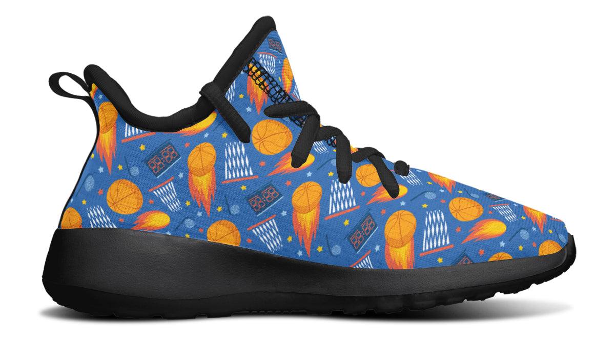 Colorful kids basketball sneakers with breathable mesh and removable insoles, designed for comfort and style.