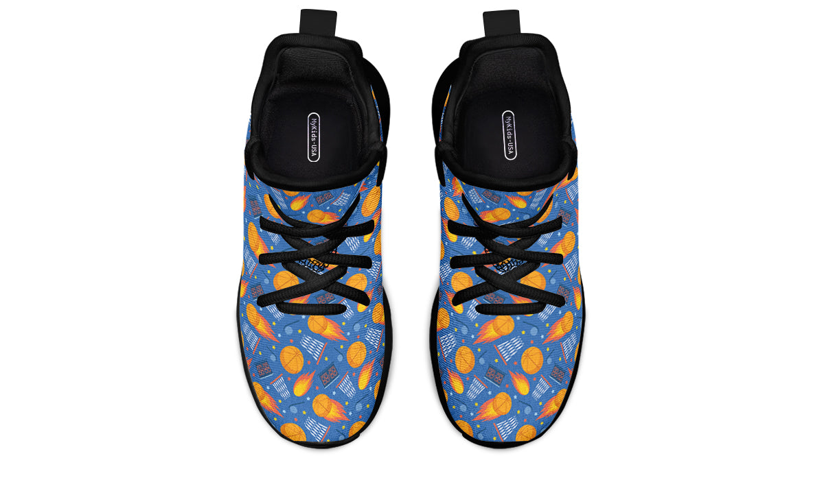 Colorful kids basketball sneakers with breathable mesh and removable insoles, designed for comfort and style.