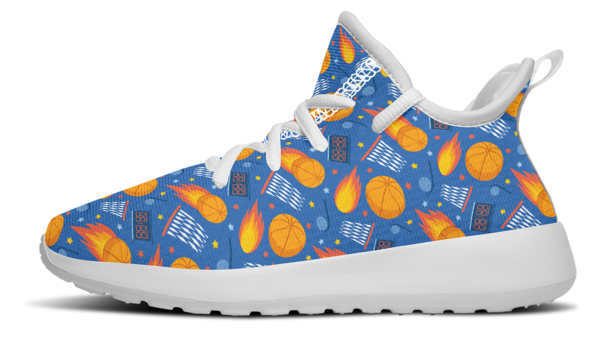 Colorful kids basketball sneakers with breathable mesh and removable insoles, designed for comfort and style.