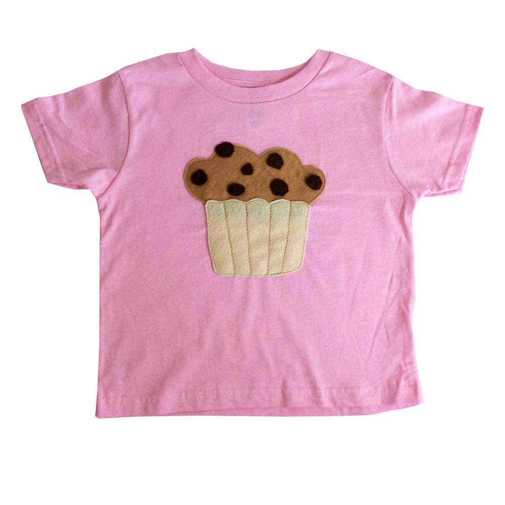 Adorable Kids T-shirt with a Chocolate Chip Muffin design, handmade and colorful, perfect for children.