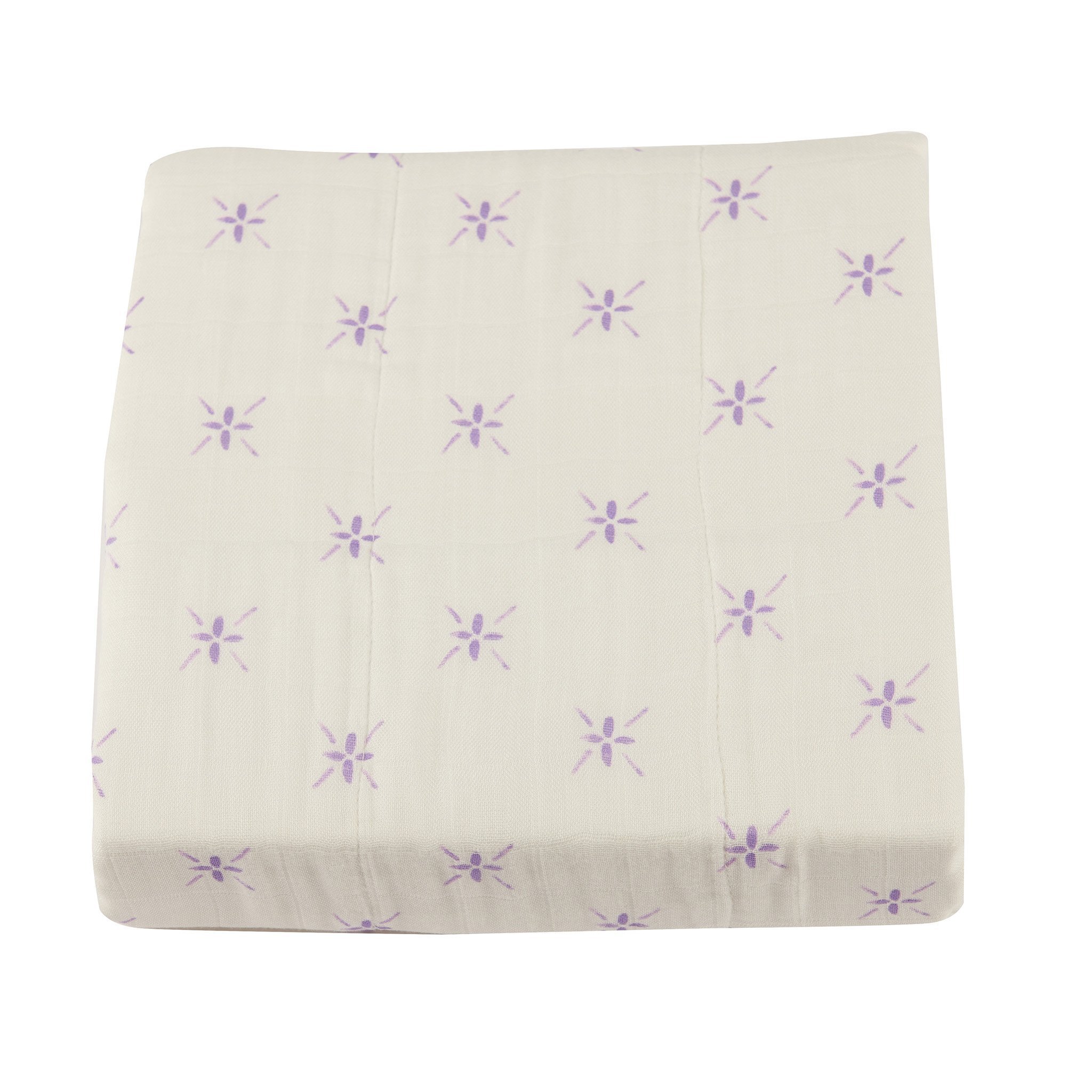 Lavender Flower and White Bamboo Muslin Newcastle Blanket, soft and cozy, perfect for babies and toddlers, featuring a stylish floral design.
