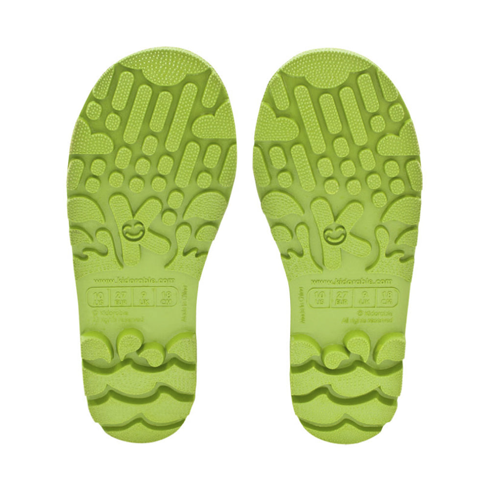 Colorful Kidorable Lotus Flower Rain Boots with fun floral design and non-slip sole, perfect for kids.