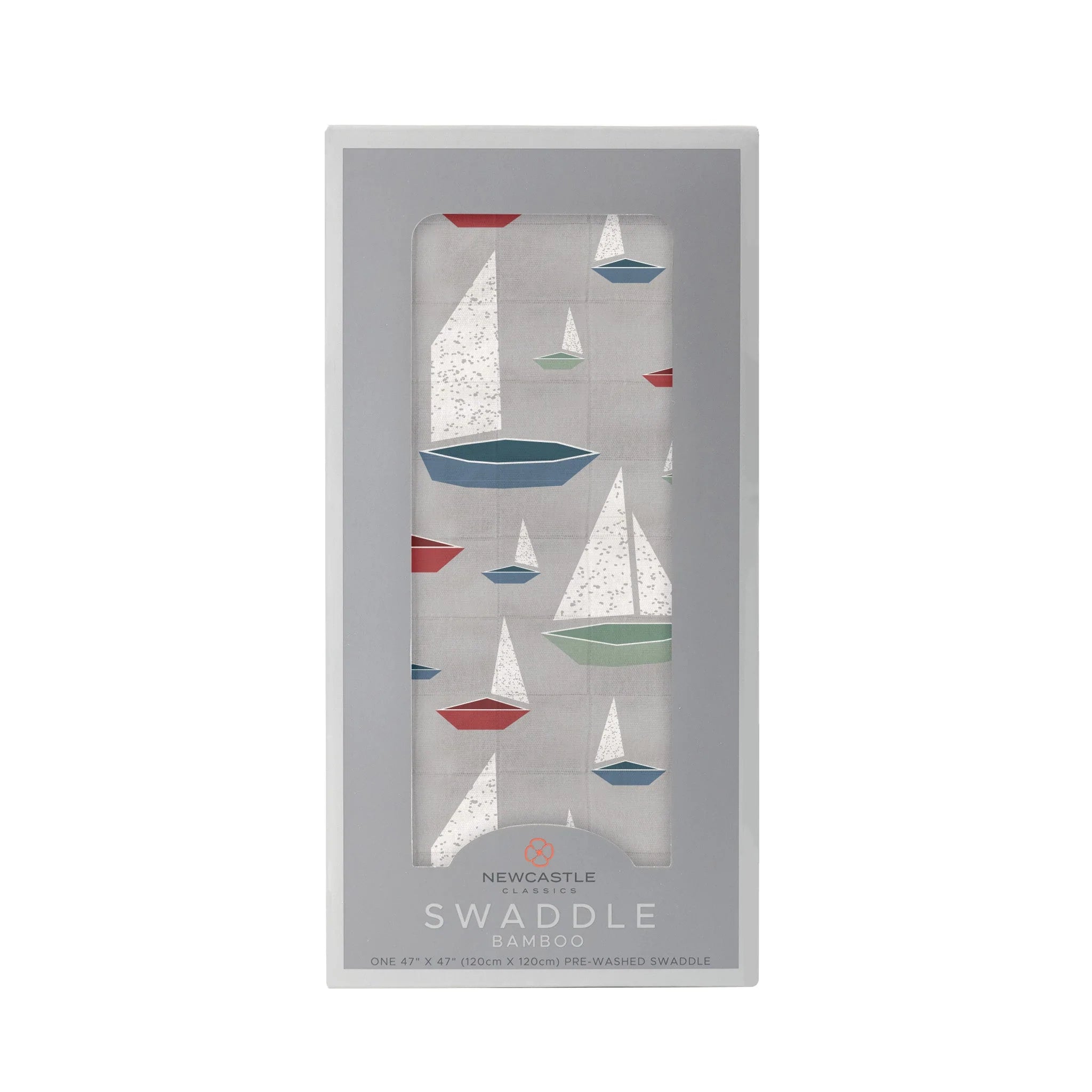 Marina Sailboats Bamboo Swaddle featuring soft, breathable fabric with a nautical design, perfect for swaddling and multi-functional use.