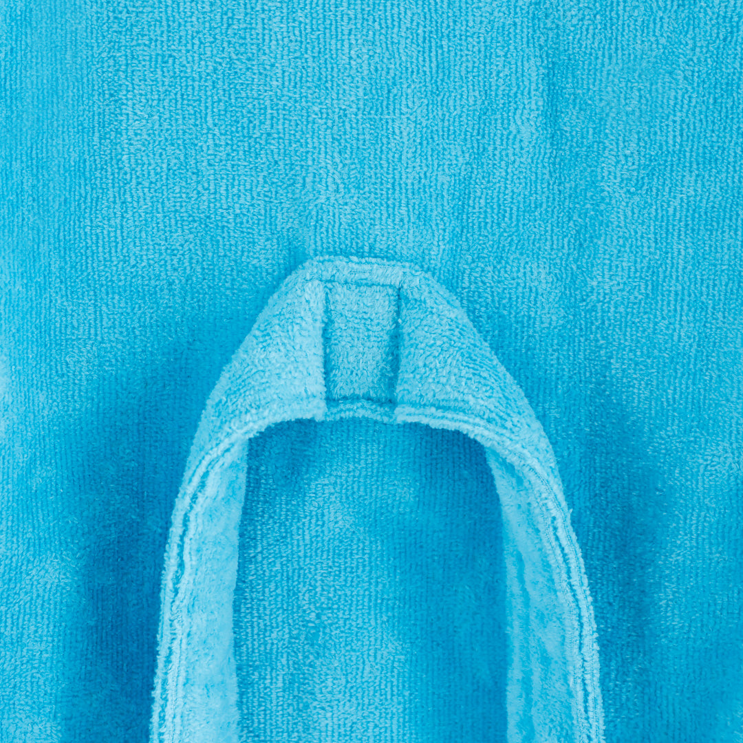 Milk&Moo Cool Koala Kinderbademantel in Türkis, aus 100% Baumwolle, mit Kapuze und großen Taschen, ideal für Kinder von 5-6 Jahren.