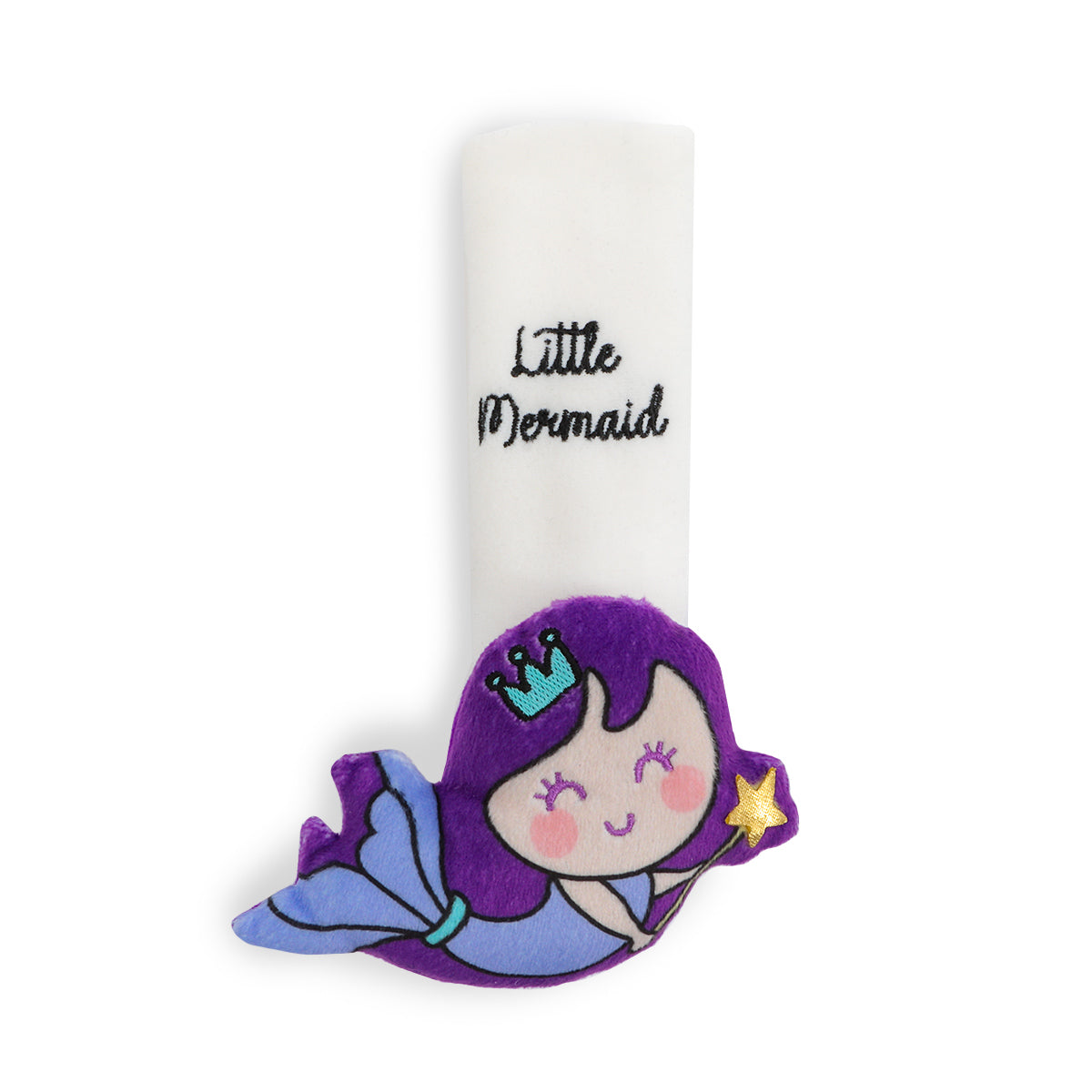 Milk&Moo Mermaid Sicherheitsgurtpolster für Kindersitz, aus weichem Polyester-Samt, in bunten Designs für Kinder.