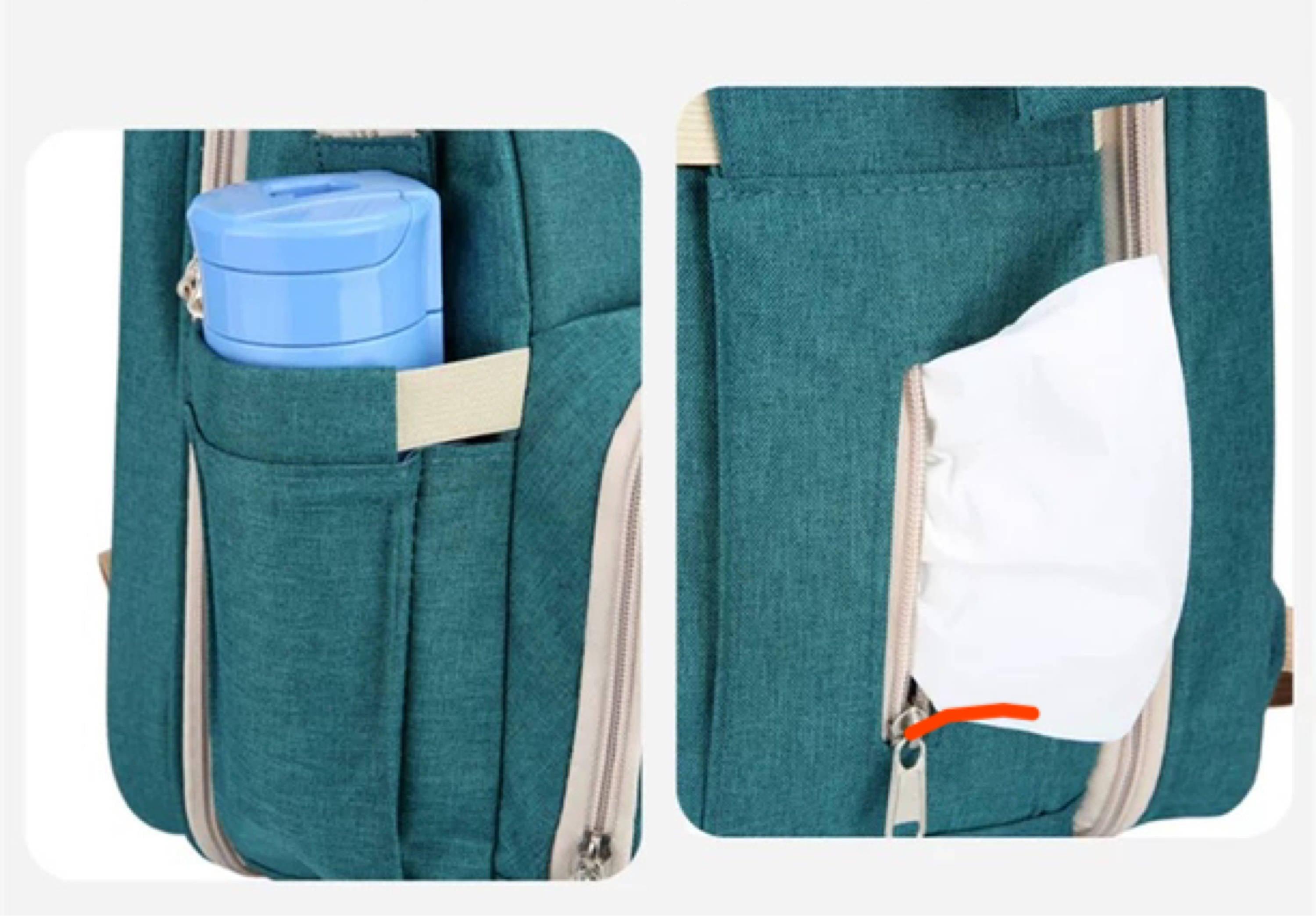 Mom's Bag - Zaino Cambio con Fasciatoio, disponibile in Viola, Pesca e Nero, progettato per il cambio pannolini e viaggi con bambini.