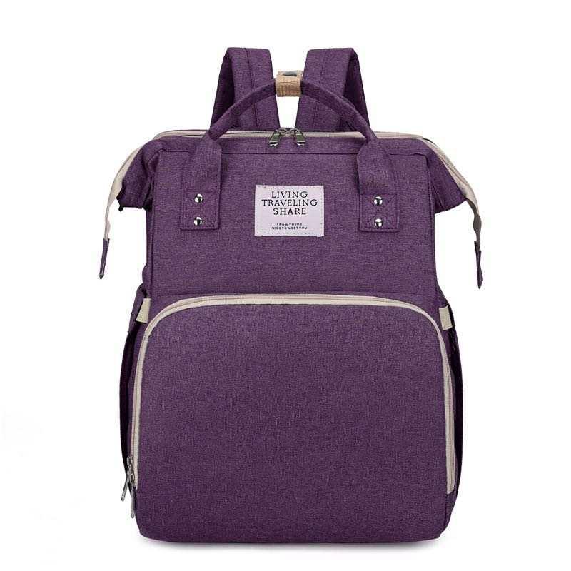 Mom's Bag - Zaino Cambio con Fasciatoio, disponibile in Viola, Pesca e Nero, progettato per il cambio pannolini e viaggi con bambini.