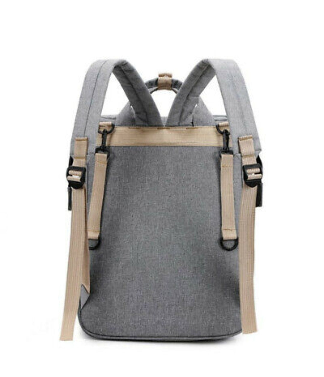 Multi-Use Diaper Bag in gray with expanded toy mode, showcasing its versatility and spacious design for parents on the go.
