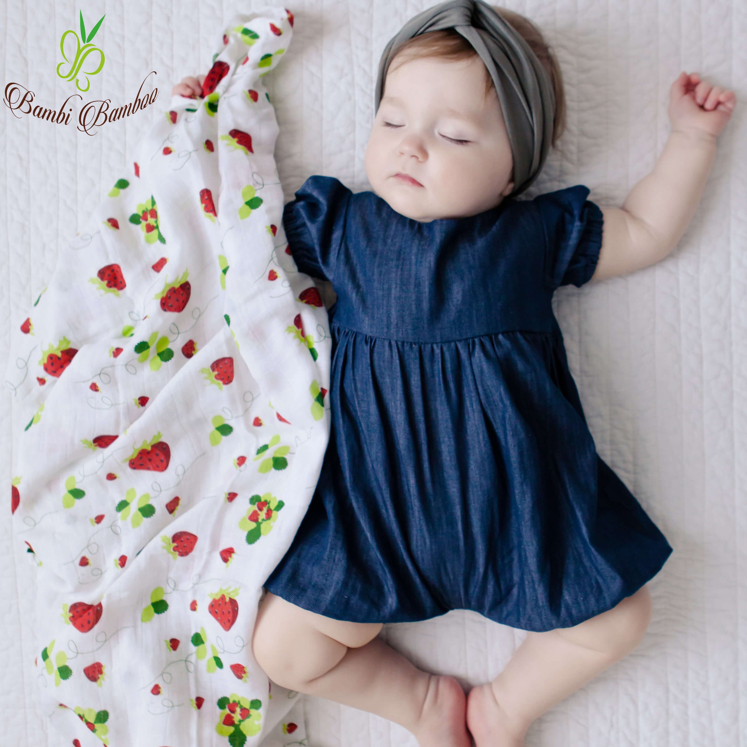 Muslin Swaddle Blanket Set featuring lemon and strawberry prints, showcasing soft and breathable fabric ideal for newborns.