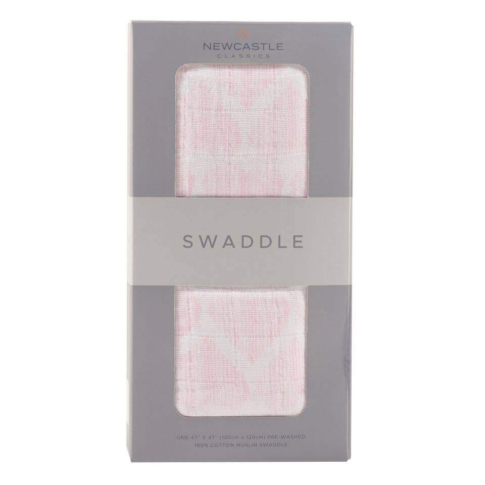 Newcastle Classics Matchstick Hearts Swaddle made from soft, breathable 100% natural cotton muslin, featuring a charming hearts pattern.