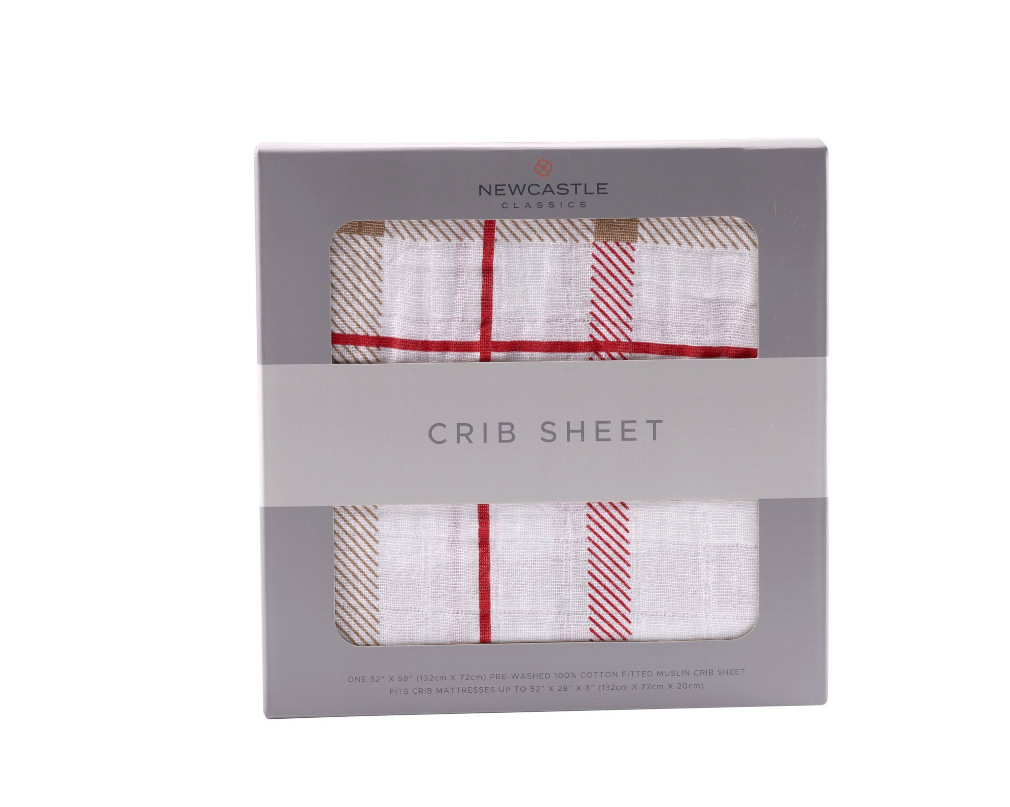 Plaid Cotton Muslin Crib Sheet in a cozy nursery setting, showcasing its soft texture and stylish design.