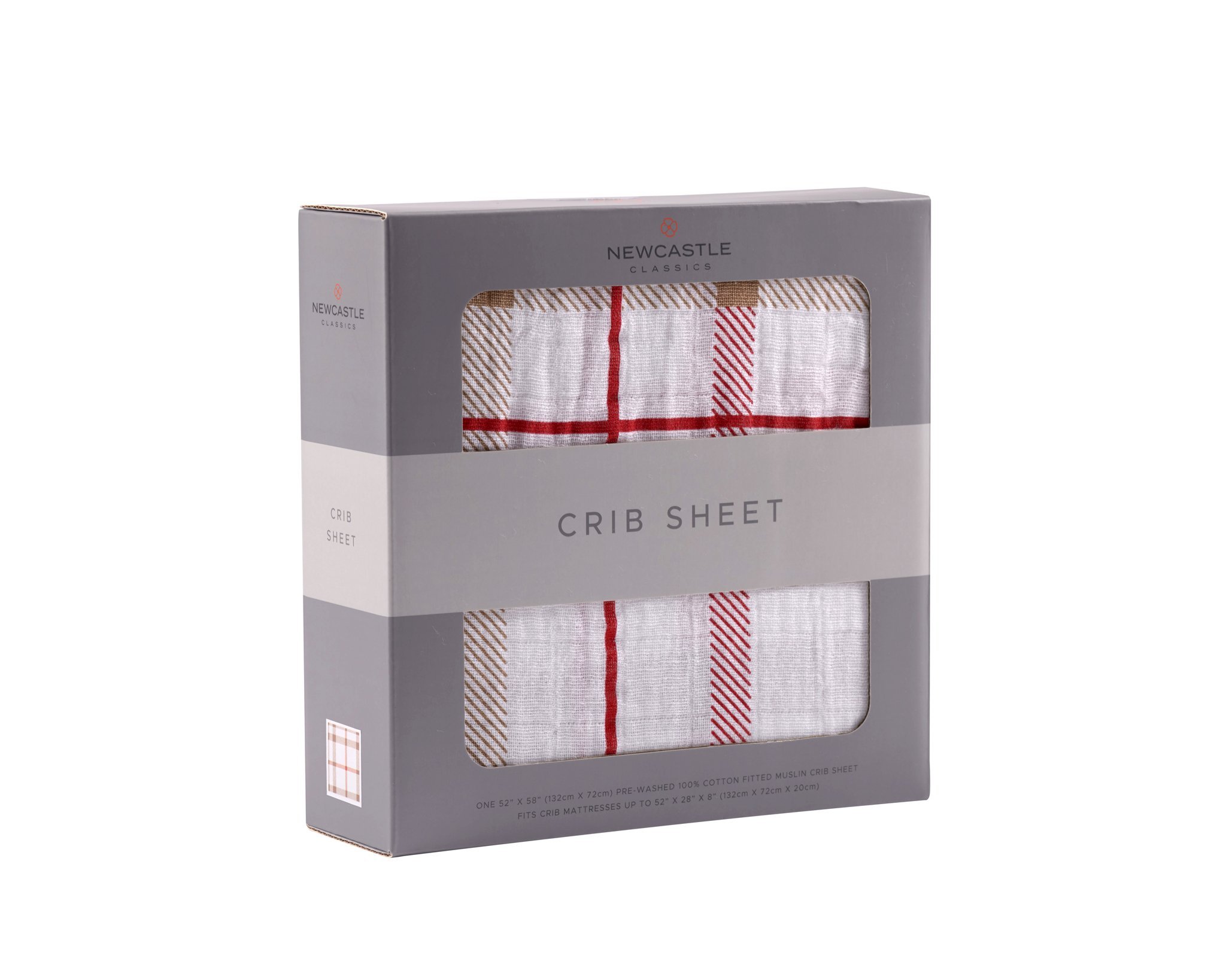 Plaid Cotton Muslin Crib Sheet in a cozy nursery setting, showcasing its soft texture and stylish design.