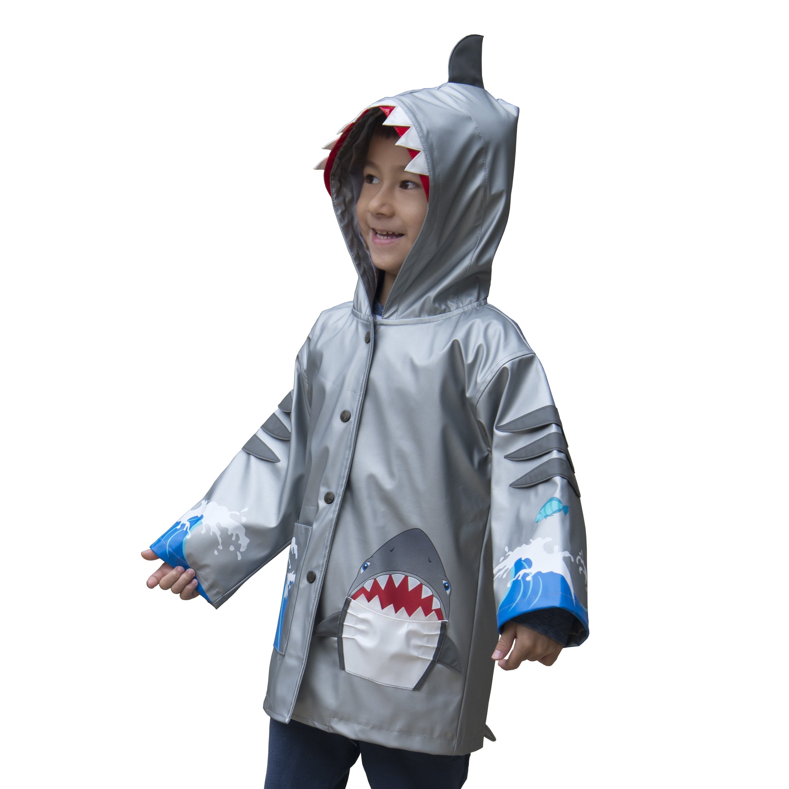 Kidorable Shark Rain Boots featuring playful shark design with teeth and fins, perfect for kids' outdoor adventures.