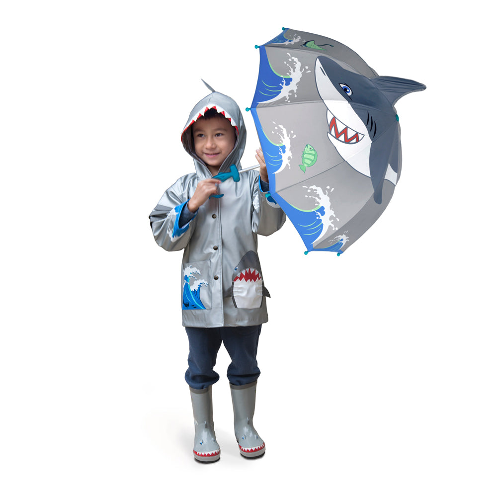 Kidorable Shark Rain Boots featuring playful shark design with teeth and fins, perfect for kids' outdoor adventures.