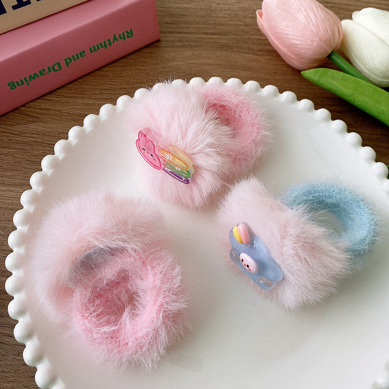 Soft and sweet plush bunny hairband in various colors, designed for baby girls and girls, made from soft plush material.