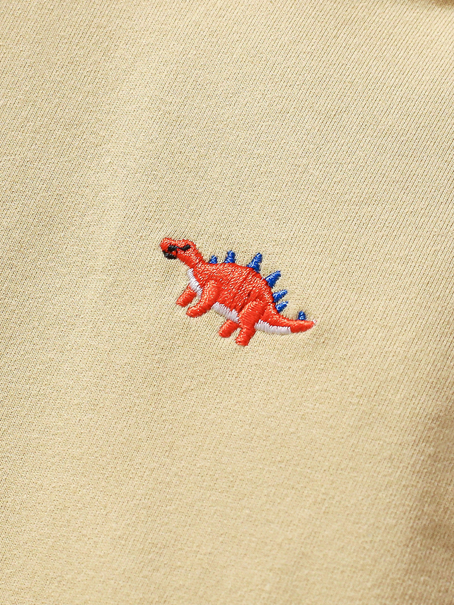 A stylish apricot color patchwork hoodie for boys, featuring long sleeves and a comfortable fit, perfect for spring and autumn wear.